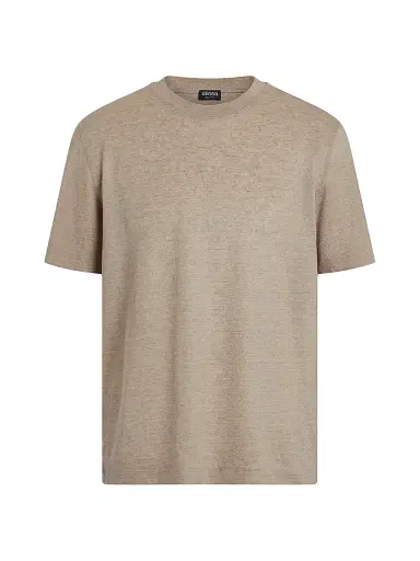 Zegna Men's Oasi Lino T-Shirt - Light Taupe - Size 44 | Thumbnail 1 Zegna Men's Oasi Lino T-Shirt - Light Taupe - Size 44 | Thumbnail 1