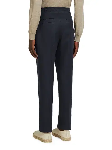 Zegna Men's Da Oasi Lino Pants - Navy Blue - Size 46 | Thumbnail 4