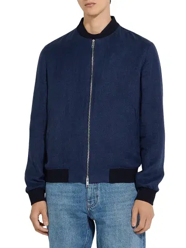 Zegna Men's Oasi Lino Bomber Jacket - Navy Blue - Size 46 | Thumbnail 2 Zegna Men's Oasi Lino Bomber Jacket - Navy Blue - Size 46 | Thumbnail 2