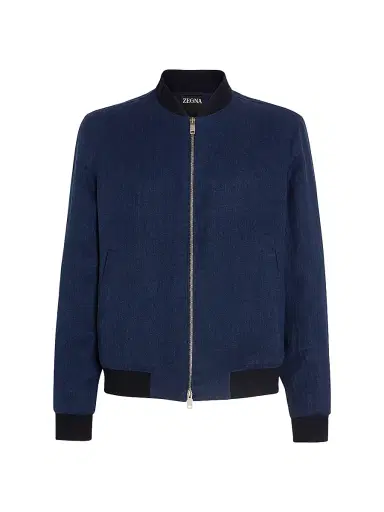 Zegna Men's Oasi Lino Bomber Jacket - Navy Blue - Size 46 | Thumbnail 1 Zegna Men's Oasi Lino Bomber Jacket - Navy Blue - Size 46 | Thumbnail 1