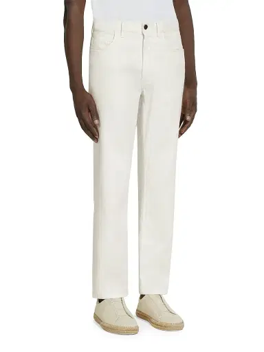 Zegna Men's Stretch Cotton and Linen Roccia Jeans - White - Size 38 | Thumbnail 2