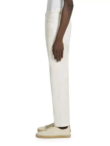 Zegna Men's Stretch Cotton and Linen Roccia Jeans - White - Size 38 | Thumbnail 3