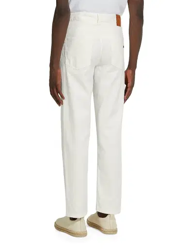 Zegna Men's Stretch Cotton and Linen Roccia Jeans - White - Size 38 | Thumbnail 4