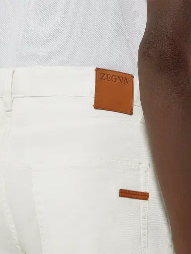 Zegna Men's Stretch Cotton and Linen Roccia Jeans - White - Size 38 | Thumbnail 5