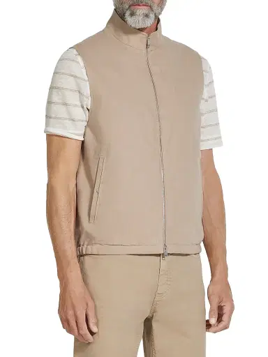 ZEGNA Men's Oasi Lino Vest - Light Taupe | Thumbnail 2