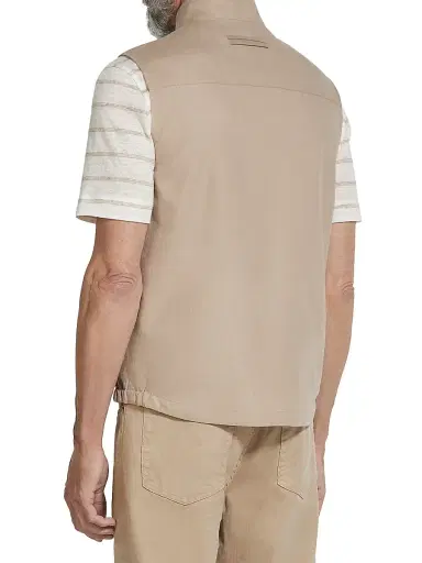 ZEGNA Men's Oasi Lino Vest - Light Taupe | Thumbnail 3