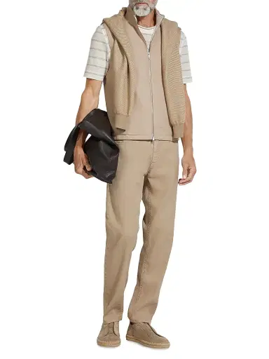 ZEGNA Men's Oasi Lino Vest - Light Taupe | Thumbnail 5