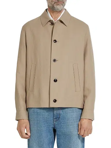 Zegna Men's Slim Fit Oasi Lino Chore Jacket - Light Taupe - Size 48 | Thumbnail 2
