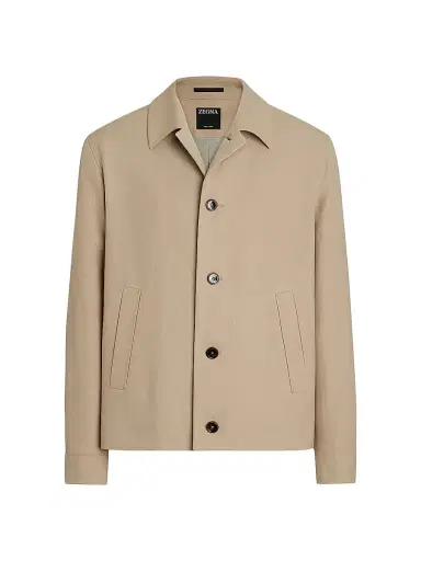 Zegna Men's Slim Fit Oasi Lino Chore Jacket - Light Taupe - Size 48 | Thumbnail 1