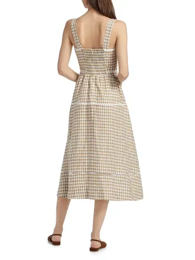 Reformation Women's Everett Gingham Linen Midi-Dress | Thumbnail 5 Reformation Women's Everett Gingham Linen Midi-Dress | Thumbnail 5
