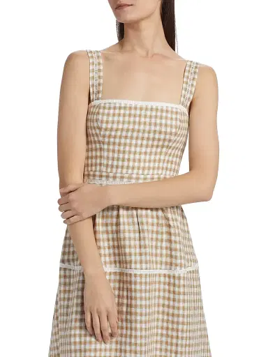 Reformation Women's Everett Gingham Linen Midi-Dress | Thumbnail 6 Reformation Women's Everett Gingham Linen Midi-Dress | Thumbnail 6
