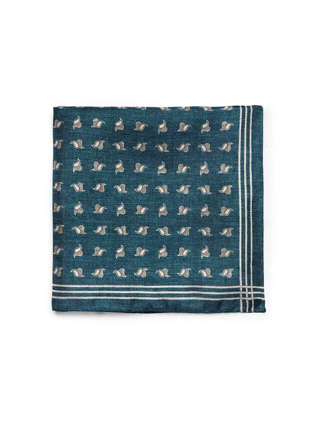 Men's Mini Pine Silk Pocket Square - Blue