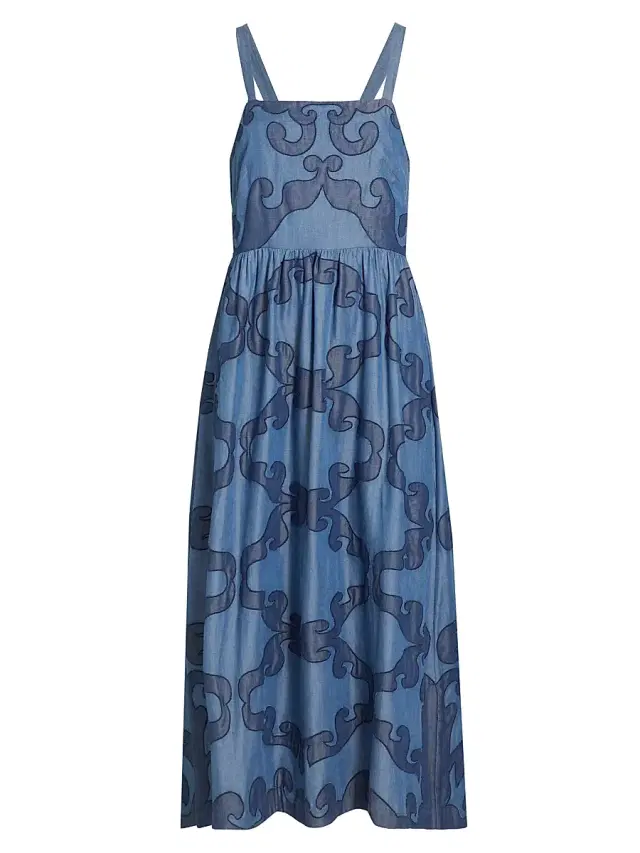 Carolina K Women's Della Patterned A-Line Midi-Dress - Tencel Denim