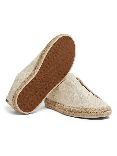 Zegna Men's Viscose Linen and Leather Triple Stitch Sneakers - Off White - Size 9.5 | Thumbnail 4 Zegna Men's Viscose Linen and Leather Triple Stitch Sneakers - Off White - Size 9.5 | Thumbnail 4