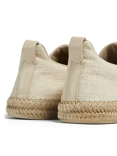 Zegna Men's Viscose Linen and Leather Triple Stitch Sneakers - Off White - Size 9.5 | Thumbnail 5 Zegna Men's Viscose Linen and Leather Triple Stitch Sneakers - Off White - Size 9.5 | Thumbnail 5