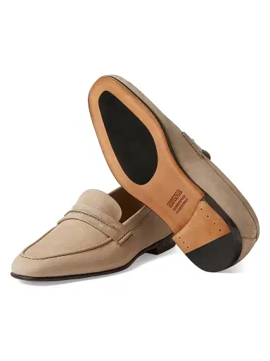 Zegna Men's Secondskin Mocassin Loafers - Beige - Size 11 | Thumbnail 3