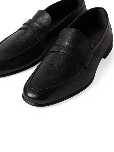 Zegna Men's Natural Grain Leather Mocassin Loafer - Black Leather - Size 13 | Thumbnail 5 Zegna Men's Natural Grain Leather Mocassin Loafer - Black Leather - Size 13 | Thumbnail 5