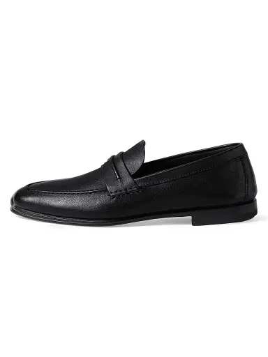 Zegna Men's Natural Grain Leather Mocassin Loafer - Black Leather - Size 13 | Thumbnail 1 Zegna Men's Natural Grain Leather Mocassin Loafer - Black Leather - Size 13 | Thumbnail 1