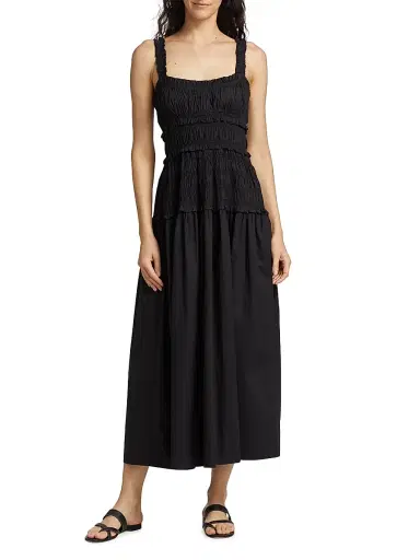 DÔEN Women's Marianne Smocked Midi-Dress - Black - Size Large | Thumbnail 3 DÔEN Women's Marianne Smocked Midi-Dress - Black - Size Large | Thumbnail 3