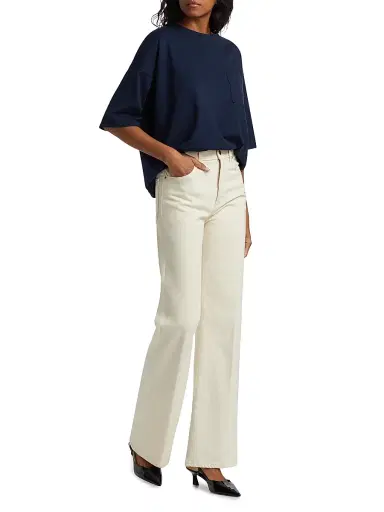 Jamie Haller Women's Crease Bootcut High-Rise Jeans - Ecru | Thumbnail 2 Jamie Haller Women's Crease Bootcut High-Rise Jeans - Ecru | Thumbnail 2