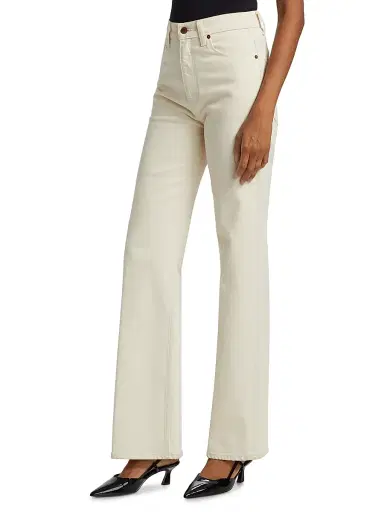 Jamie Haller Women's Crease Bootcut High-Rise Jeans - Ecru | Thumbnail 4 Jamie Haller Women's Crease Bootcut High-Rise Jeans - Ecru | Thumbnail 4