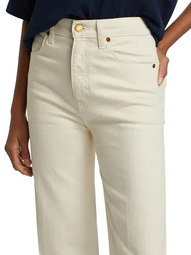 Jamie Haller Women's Crease Bootcut High-Rise Jeans - Ecru | Thumbnail 6 Jamie Haller Women's Crease Bootcut High-Rise Jeans - Ecru | Thumbnail 6