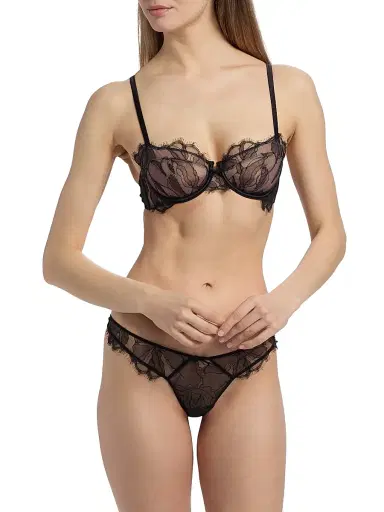 Fleur du Mal Women's Sophie Lace-Silk Balconette Bra - Black | Thumbnail 3 Fleur du Mal Women's Sophie Lace-Silk Balconette Bra - Black | Thumbnail 3