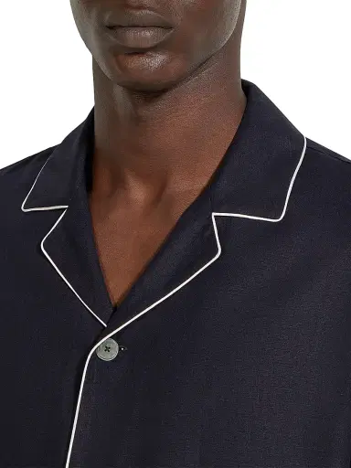 Zegna Men's Oasi Lino Pajamas Set - Navy Blue - Size XXL | Thumbnail 4 Zegna Men's Oasi Lino Pajamas Set - Navy Blue - Size XXL | Thumbnail 4