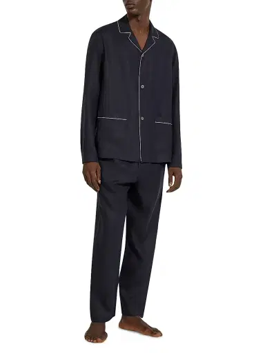 Zegna Men's Oasi Lino Pajamas Set - Navy Blue - Size XXL | Thumbnail 6 Zegna Men's Oasi Lino Pajamas Set - Navy Blue - Size XXL | Thumbnail 6