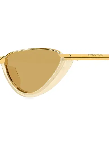 Bottega Veneta Women's Metal Combi 56MM Cat-Eye Sunglasses - Yellow | Thumbnail 3