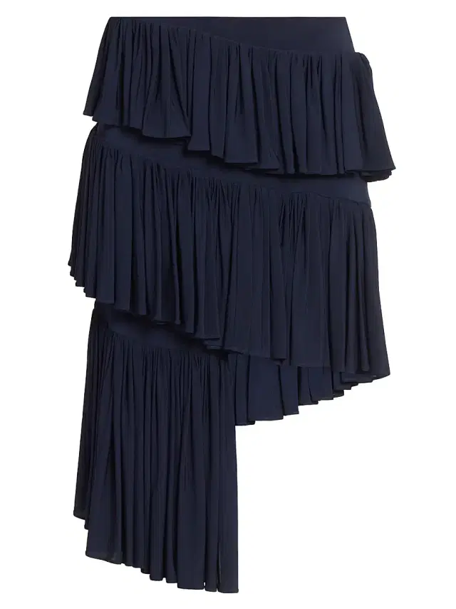 Women's Spiral Tiered Ruffled Asymmetric Skirt - Marine Fonce