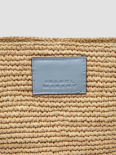 Isabel Marant Women's Mini Bayia Raffia & Leather Shoulder Bag - Natural Blue | Thumbnail 4