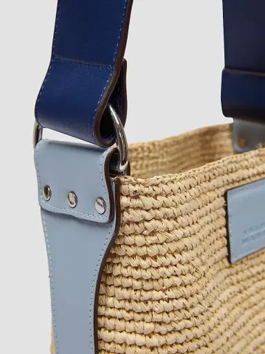 Isabel Marant Women's Mini Bayia Raffia & Leather Shoulder Bag - Natural Blue | Thumbnail 5