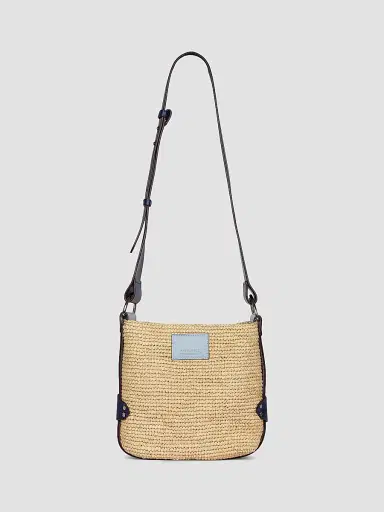 Isabel Marant Women's Mini Bayia Raffia & Leather Shoulder Bag - Natural Blue | Thumbnail 6