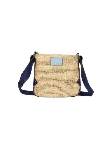 Isabel Marant Women's Mini Bayia Raffia & Leather Shoulder Bag - Natural Blue | Thumbnail 1
