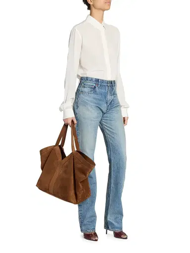 Saint Laurent Women's Y Tote Shoulder Bag in Suede | Thumbnail 2