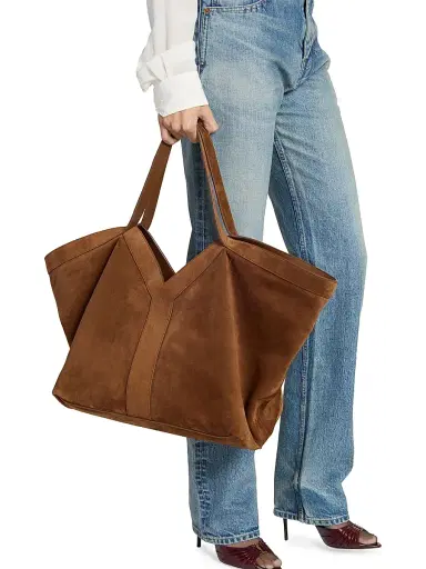 Saint Laurent Women's Y Tote Shoulder Bag in Suede | Thumbnail 3