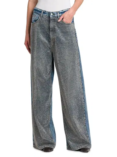 Stella McCartney Women's Hotfix Crystals Mid-Rise Wide-Leg Jeans - Vintage Blue Denim - Size 31 | Thumbnail 3 Stella McCartney Women's Hotfix Crystals Mid-Rise Wide-Leg Jeans - Vintage Blue Denim - Size 31 | Thumbnail 3