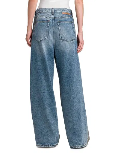 Stella McCartney Women's Hotfix Crystals Mid-Rise Wide-Leg Jeans - Vintage Blue Denim - Size 31 | Thumbnail 5 Stella McCartney Women's Hotfix Crystals Mid-Rise Wide-Leg Jeans - Vintage Blue Denim - Size 31 | Thumbnail 5
