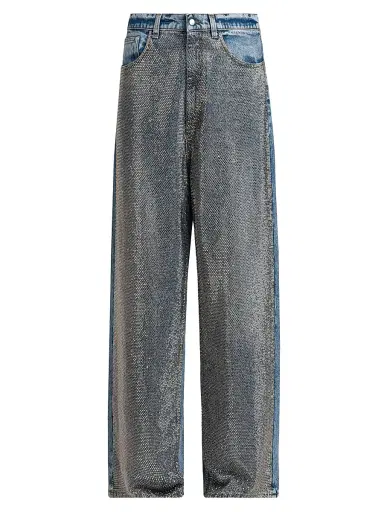 Stella McCartney Women's Hotfix Crystals Mid-Rise Wide-Leg Jeans - Vintage Blue Denim - Size 31 | Thumbnail 1 Stella McCartney Women's Hotfix Crystals Mid-Rise Wide-Leg Jeans - Vintage Blue Denim - Size 31 | Thumbnail 1