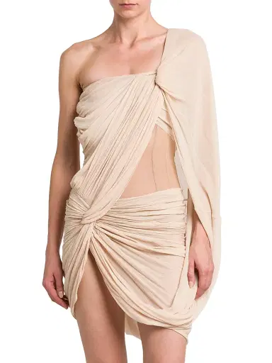 Stella McCartney Women's Drape Creponne Silk Asymmetric Cape Minidress | Thumbnail 3 Stella McCartney Women's Drape Creponne Silk Asymmetric Cape Minidress | Thumbnail 3