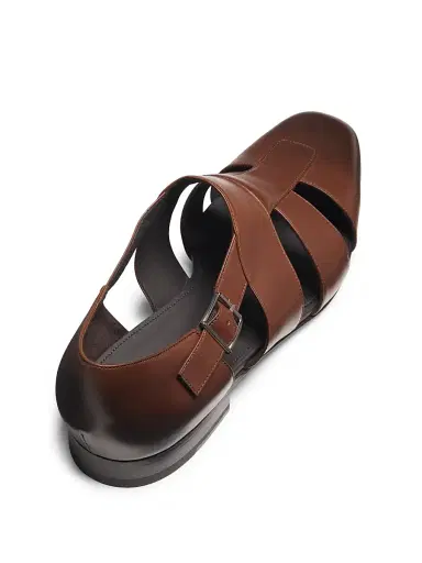 Manolo Blahnik Men's Hickory Leather Fisherman Sandals - Dark Brown - Size 9.5 | Thumbnail 3