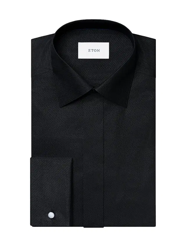 Eton Men's Slim-Fit Textured Dress Shirt - Black