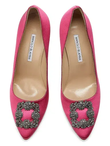 Manolo Blahnik Women's Hangisi 105MM Embellished Satin Pumps - Dark Pink | Thumbnail 4 Manolo Blahnik Women's Hangisi 105MM Embellished Satin Pumps - Dark Pink | Thumbnail 4