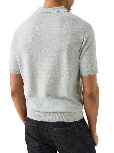 Eton Men's Linen-Cotton Woven Polo Shirt - Green - Size XL | Thumbnail 3 Eton Men's Linen-Cotton Woven Polo Shirt - Green - Size XL | Thumbnail 3