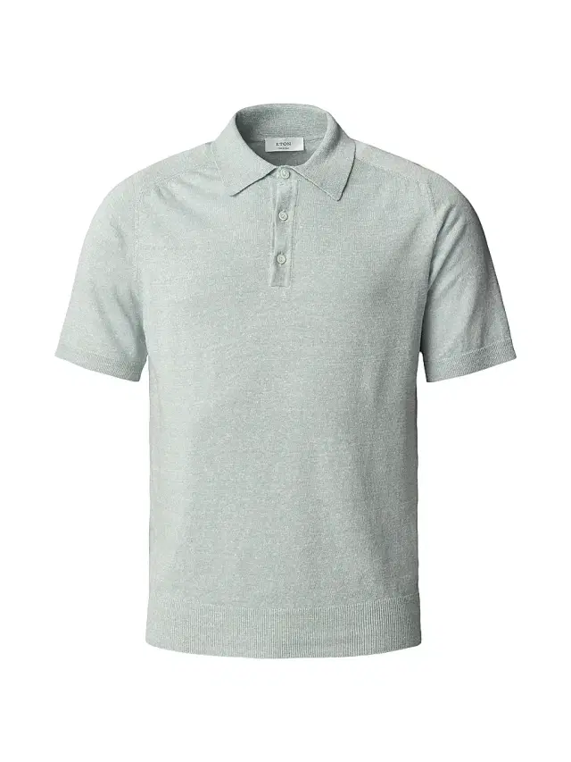 Eton Men's Linen-Cotton Woven Polo Shirt - Green