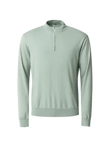 Eton Men's Cotton-Cashmere Fine Weave Quarter-Zip Sweater - Green - Size XXL | Thumbnail 1 Eton Men's Cotton-Cashmere Fine Weave Quarter-Zip Sweater - Green - Size XXL | Thumbnail 1