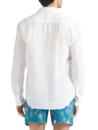 Vilebrequin Men's Cotton-Linen Jacquard Button-Front Shirt - Blanc - Size XXL | Thumbnail 5