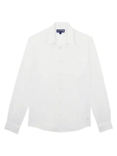 Vilebrequin Men's Cotton-Linen Jacquard Button-Front Shirt - Blanc - Size XXL | Thumbnail 1