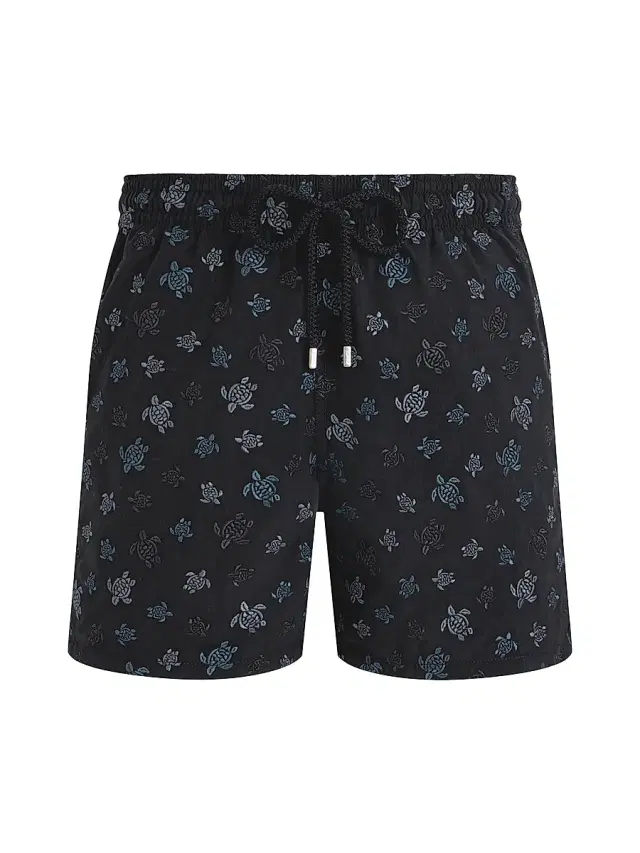 Men's Embroidered Ronde des Tortues Swim Trunks - Noir